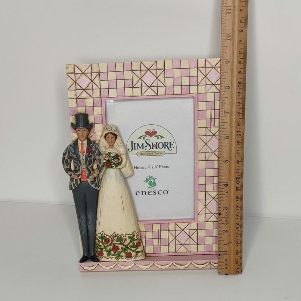 Jim Shore Pink and Cream Wedding Couple Picture Frame - Picture 9 of 16